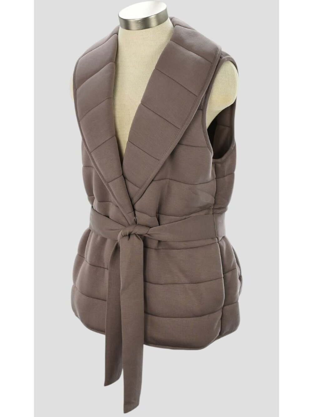 SPANX Smoke Taupe PUFFSSENTIALS Quilted Shawl Collar Puffer Vest XL NWT